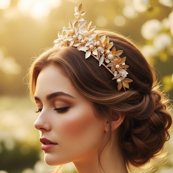 Gold Leaf Headband Alloy Roman Laurel Crown Wedding Prom Costume Accessory - Picture 4 of 7